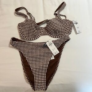 Abercrombie NWT Brown Gingham Bikini